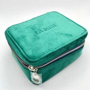 La Mer Velvet Zip Bag + Charm Travel Makeup Toiletry Beauty Holiday Gift NEW